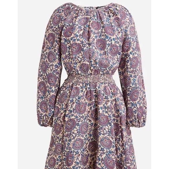 J. Crew Dresses & Skirts - J CREW 100 Linen Dress XL Palermo Smocked Waist Pockets Puff Sleeve